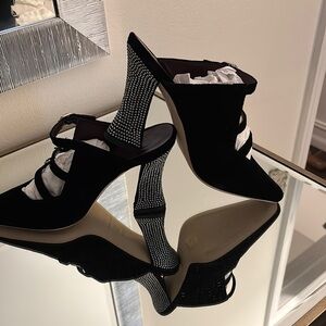 STAUD Black and Silver Velvet  Mules!